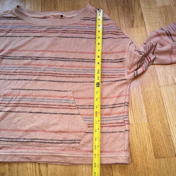 prAna Women’s Cozy Up Suncation Top Pink Sand Multi Stripe Relaxed Hemp L EUC - Picture 9 of 16